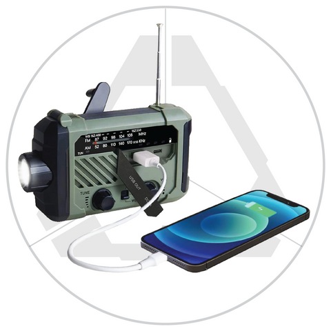 Portable Hand Crank, Radio, Lamp, Flashlight, Solar Charging, Power Bank